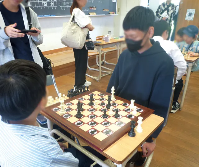 チェスサークルの体験対局ブースの様子